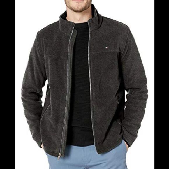 Tommy Hilfiger Men’s Charcoal Gray Full Zip Up Fleece (Size: Small) - Picture 1 of 16